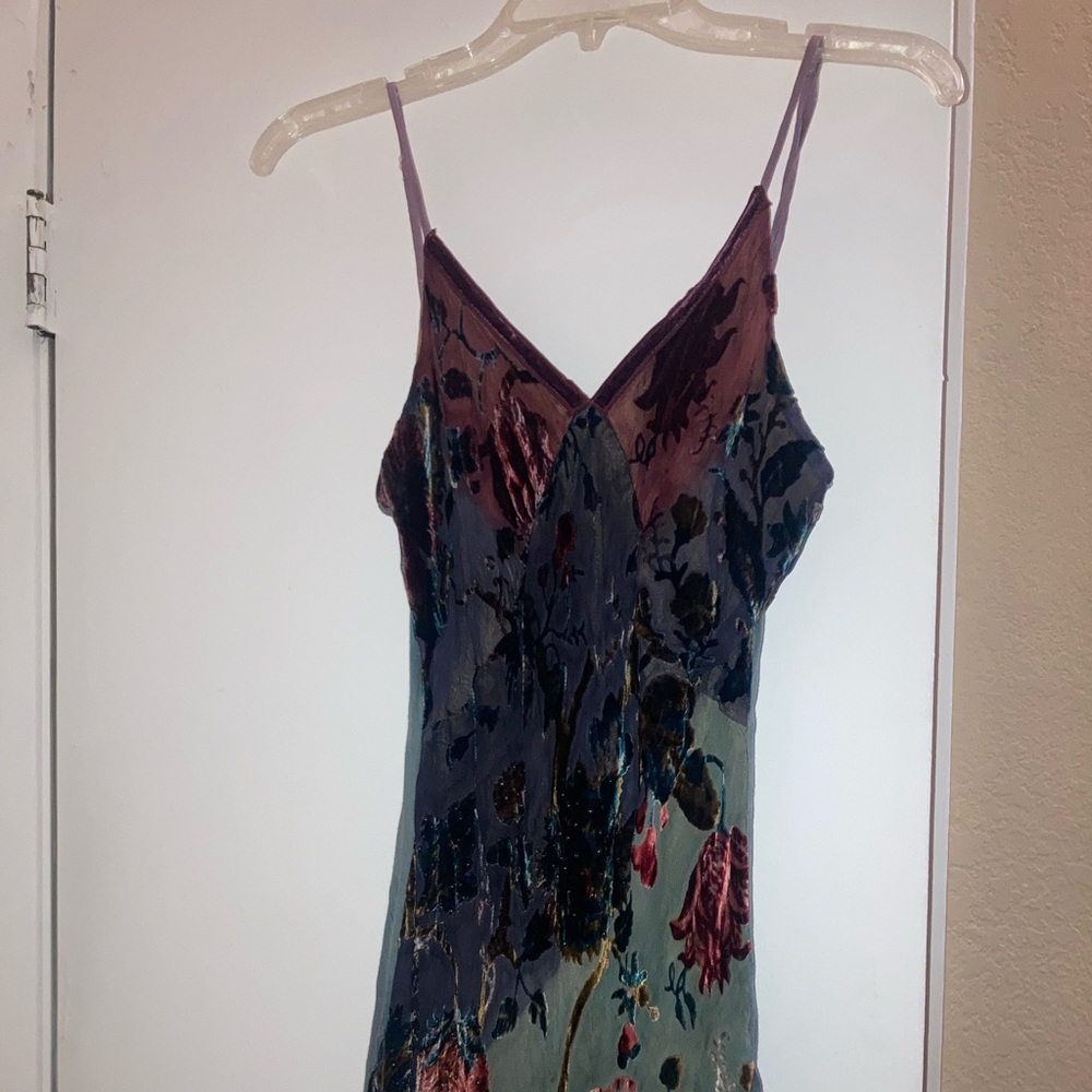Kali Blue and Gold Textured Floral Cami - worn 1x